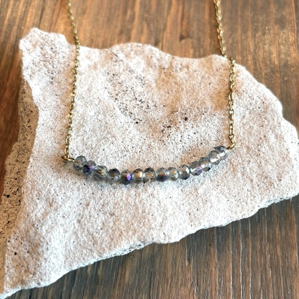 Swarovski Gray Crystal Beaded Gold filled necklace